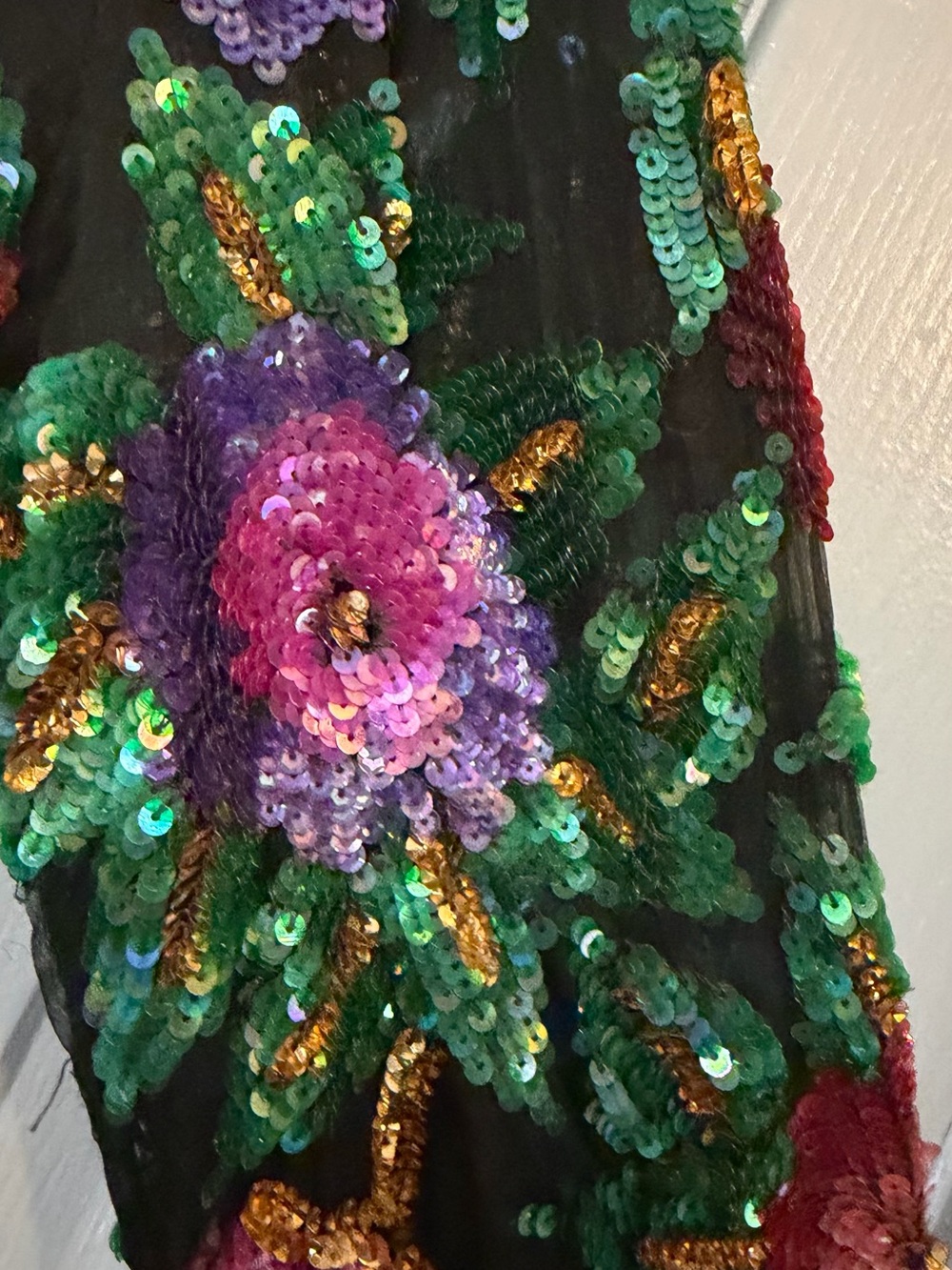 Laurence Kazar Black Sequin Floral Long-Sleeve Top with Purple Accents - Picture 10 of 12